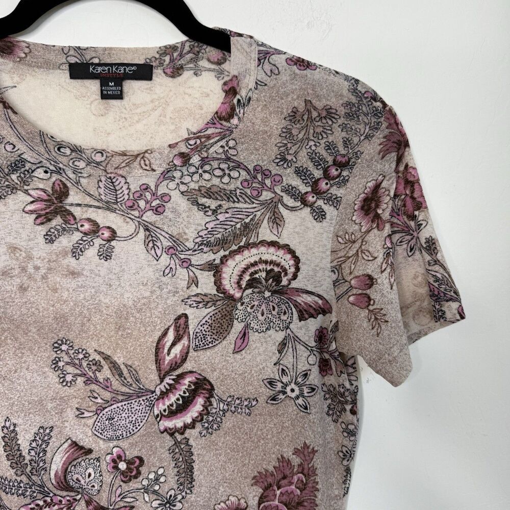 Vintage Womens Fairy Floral Y2k Fitted Sheer Top Sz M Pink Flowers Fairy Grunge — image 5 of 8